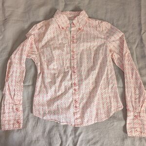 Patterned Red and White Women's Blouse